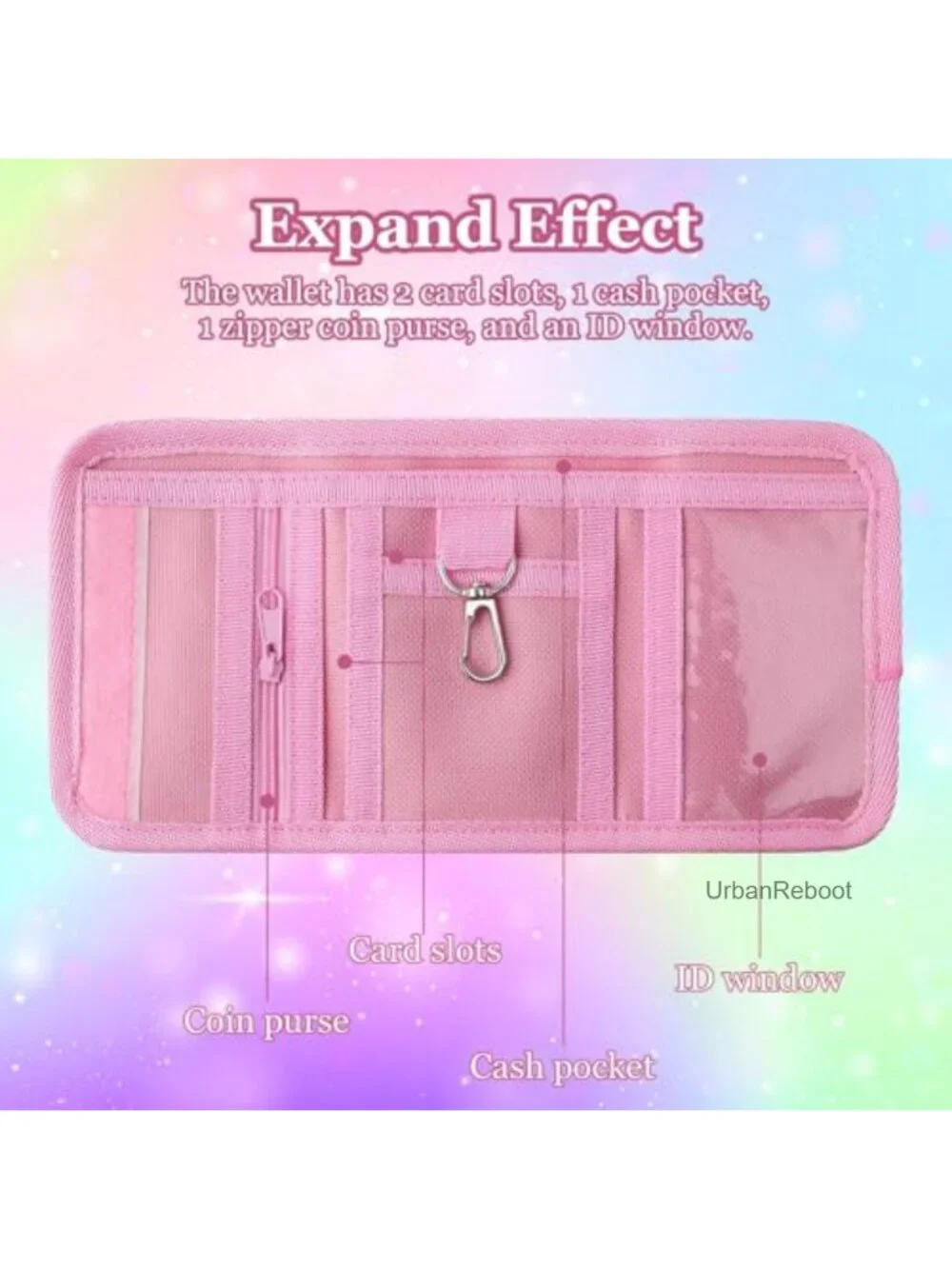 Girls Trifold Wallet Sequin Canvas Magic Sticker Coin Pocket ID Window
